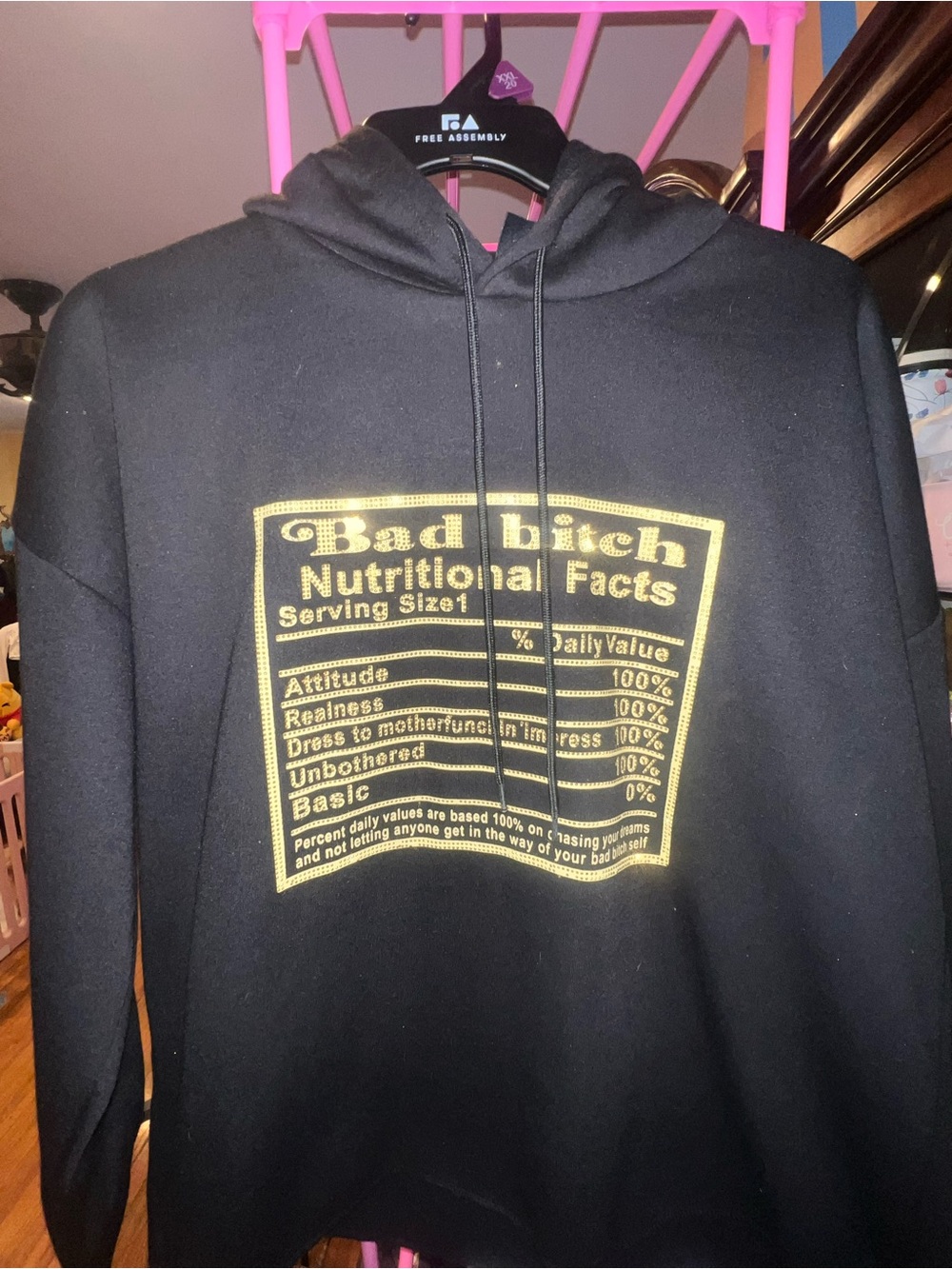 Black Hoodie with Gold Graphic